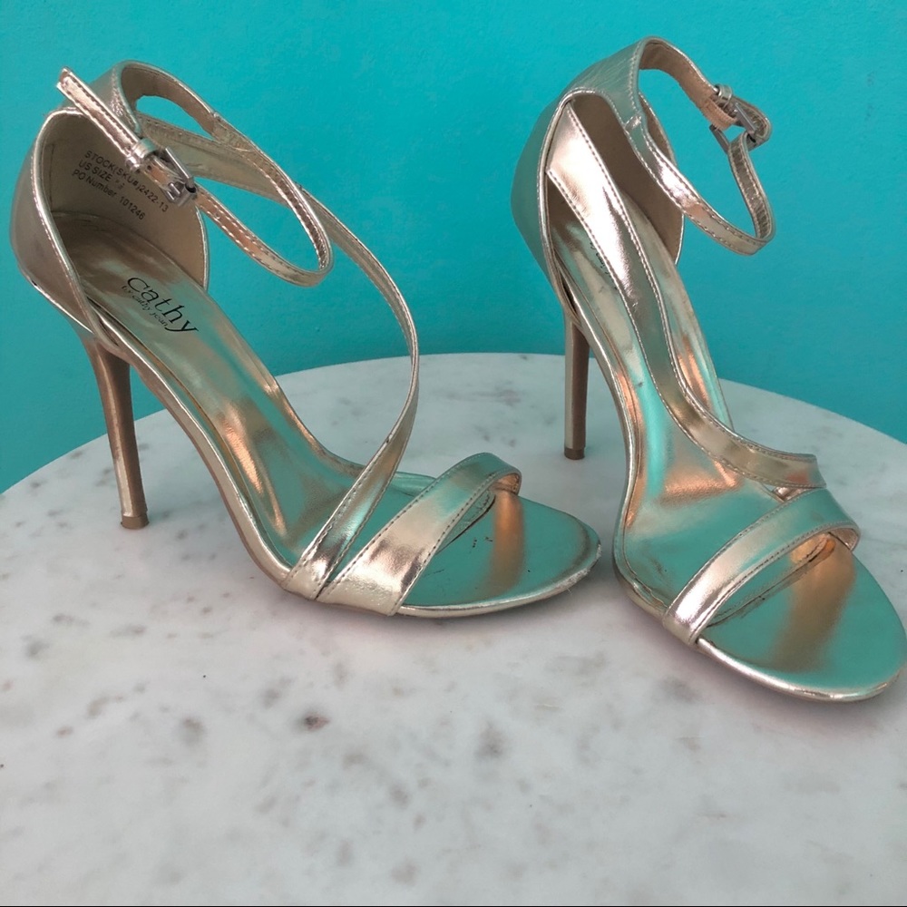Gold Strappy Cathy Jean  Heels